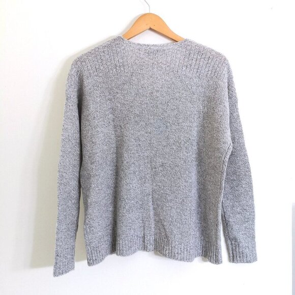 NWOT LOFT Wool Blend Mixed Knit Pattern V Neck Sweater Light Grey Heather Size S - Picture 5 of 7